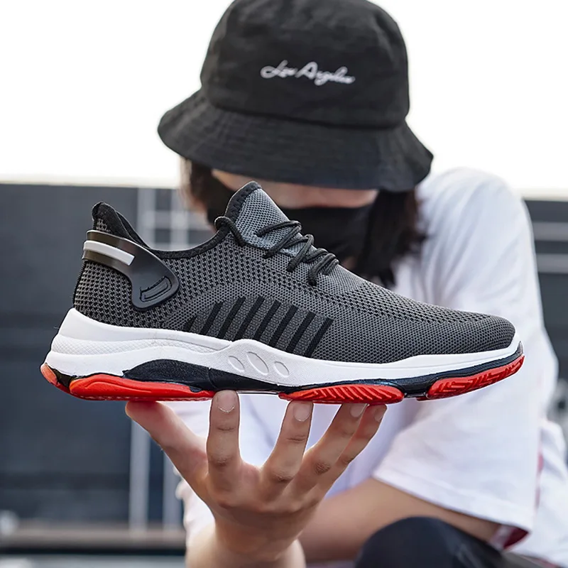 

Oeak Fashionable Men's Breathable Sports Light Comfortable Slip-proof Shock-absorbing Flying Weaving Leisure Walking Shoes