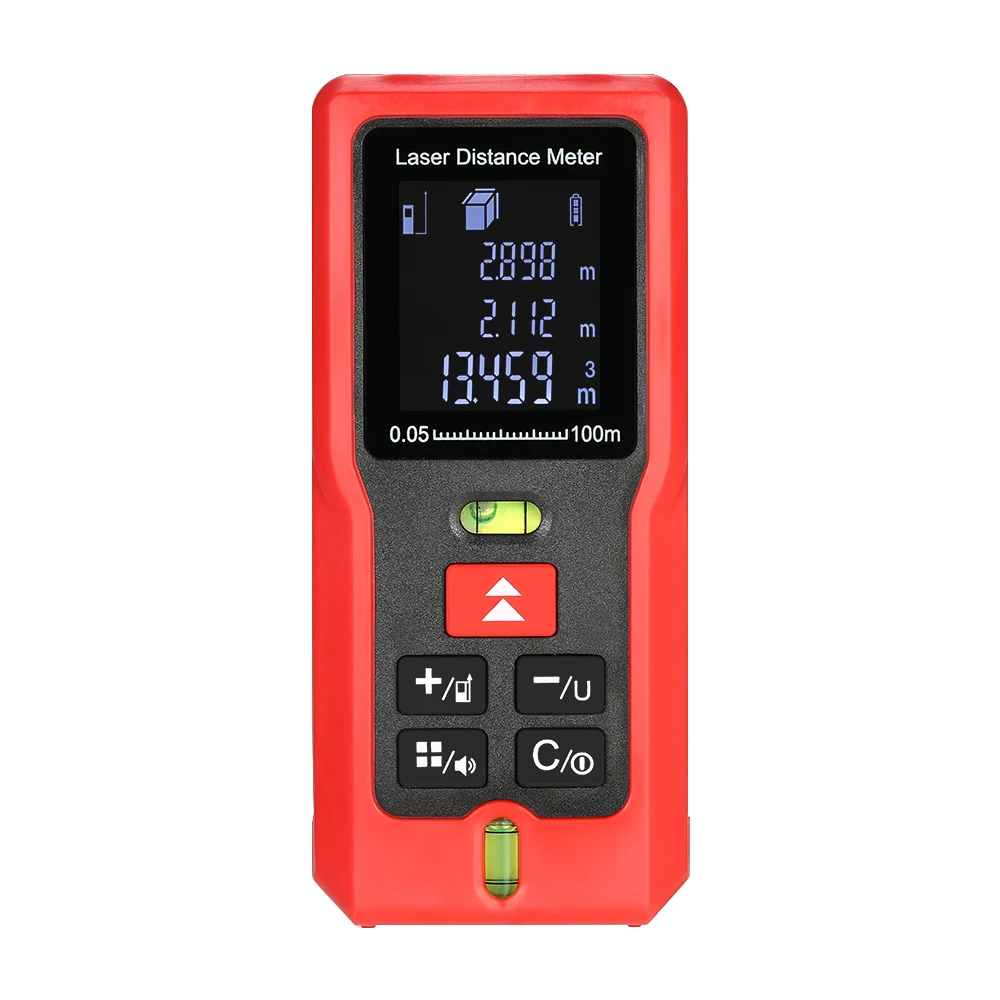 

Portable Handheld Digital Laser Distance Meter with 2 Bubble Levels Range Finder Diastimeter Distance Area Volume Measurement