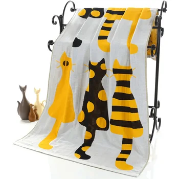 

Cute Cat Cotton Gauze Bath Towel for Baby Kids Adults Towels Bathroom Absorbent Big Towel Bathrobe Beach Towel Children Blanket