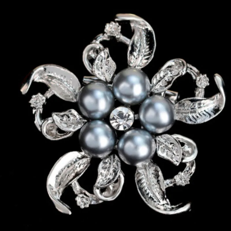 

LNRRABC Women Flower Brooches Simulated Pearl Rhinestones Fashion Charms For Women Bijoux Bijouterie Bridal Jewelry