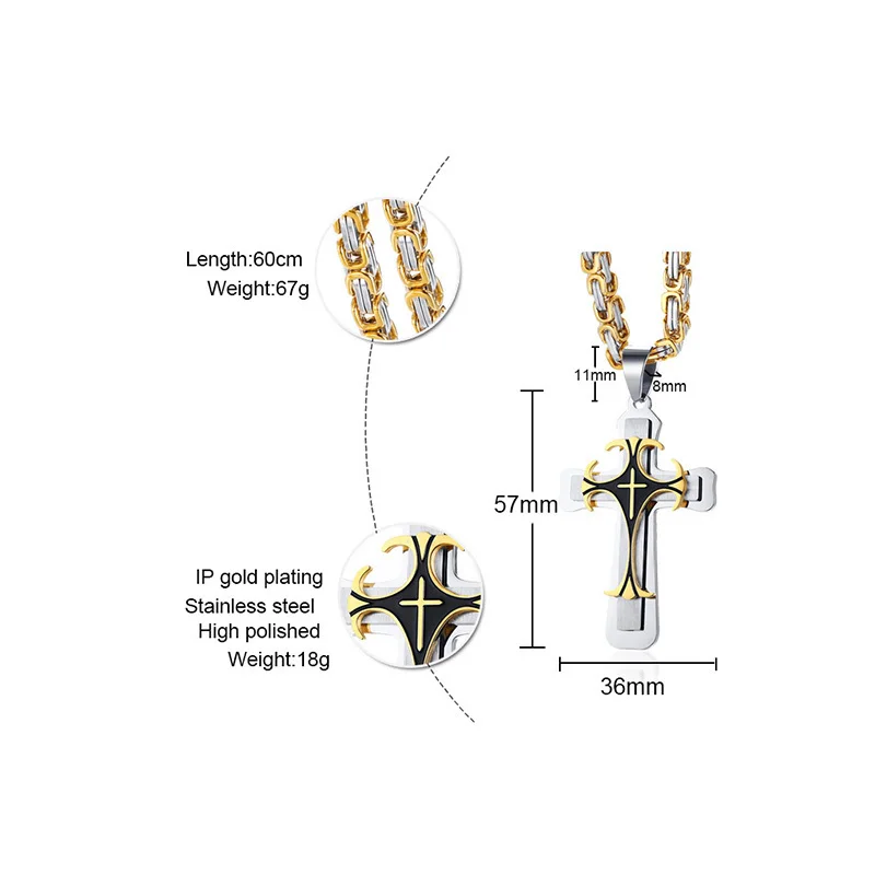 Распятие крест ожерелье мужское из нержавеющей стали 2" византийская цепь мужское ожерелье s подвески