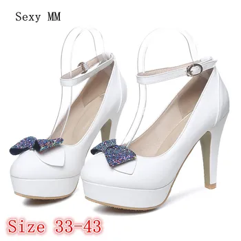 

Women High Heel Shoes Platform Pumps Woman Thin High Heels Party Wedding Shoes Ladies Kitten Heels Plus Size 33 - 40 41 42 43