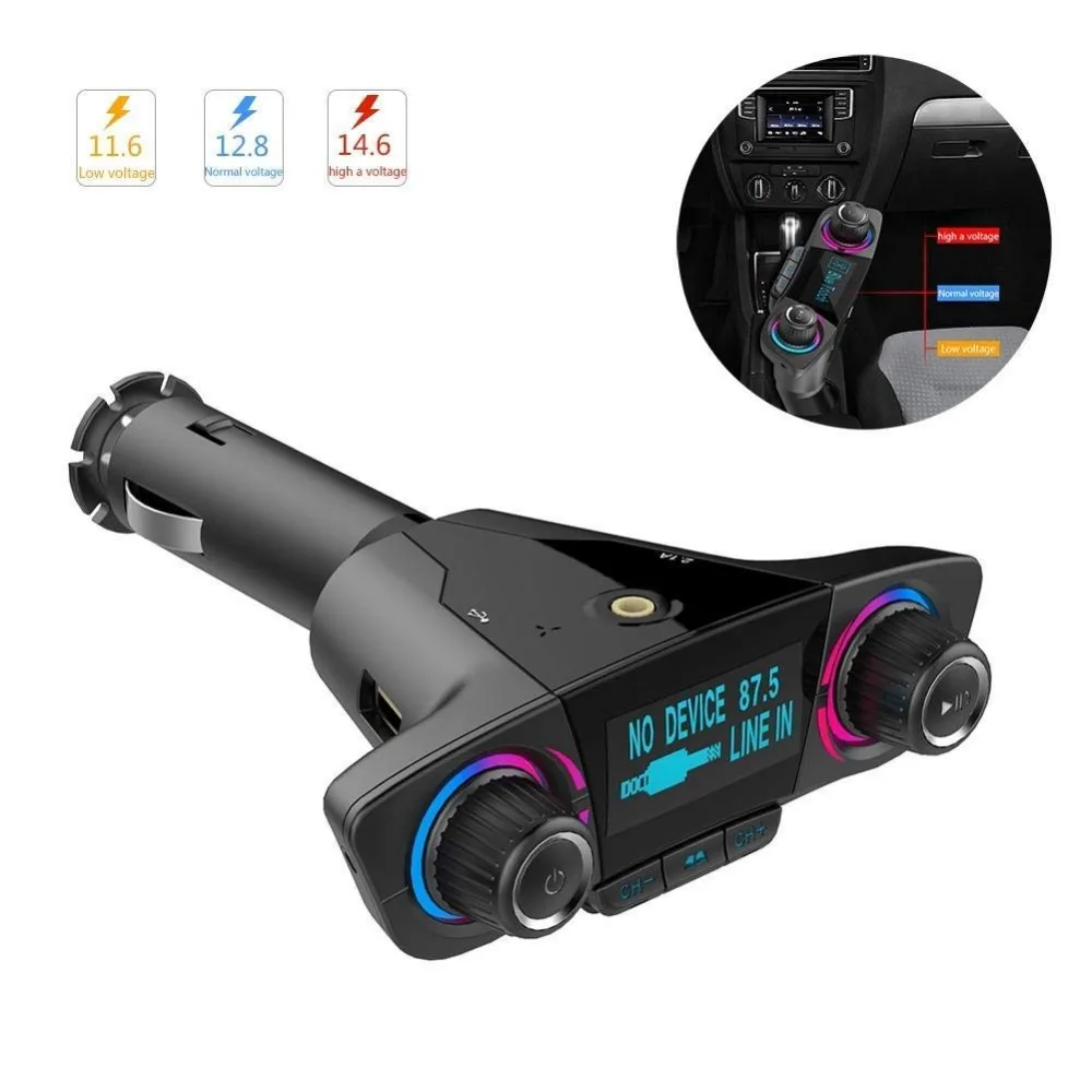 

Bluetooth Transmitter Car MP3 Bluetooth Handsfree Music Player Car Kit 2.1A Fast Charger Support TF Dual USB Audio Input Output