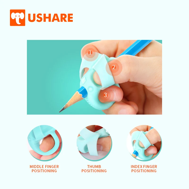 

USHARE Elephant shape Correct Pencil Grip 4pcs Set Pencil Grip For Kids Handwriting Professional Durable Hand Protector Supplies