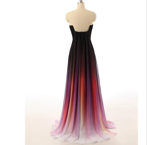 Платье для выпускного вечера Длинное Элегантное шифоновое фиолетовое Радужное модное Омбре Vestidos De Festa Longo De Luxo вечерние платья для выпускного