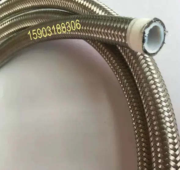 

AN-6-AN6-Stainless-Steel-Braided-PTFE-Teflon-Fuel-Line-Oil-Gas-Hose-Silver-1M-3FT-ID-8mm