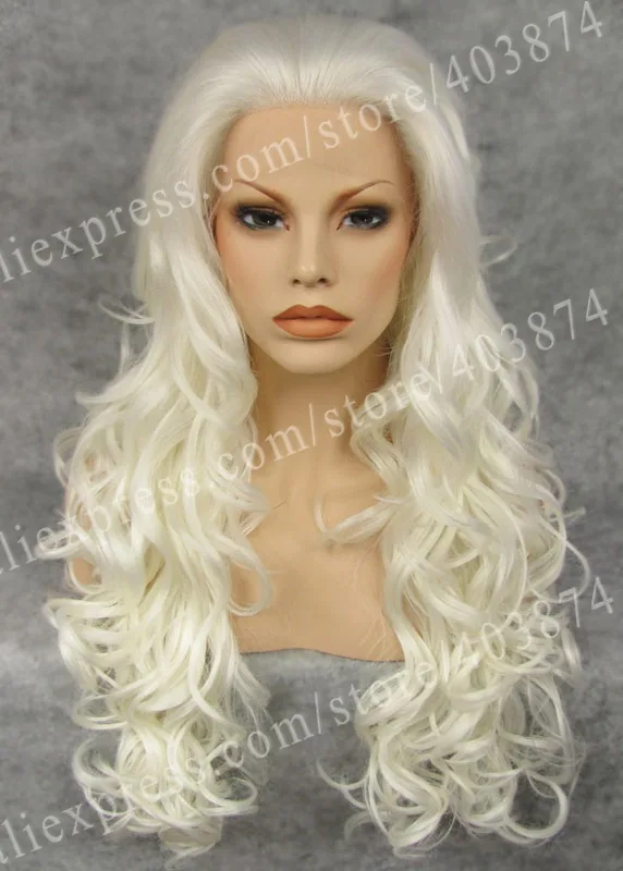 

Long Body Wavy White Drag Queens Wig Synthetic Lace Front Wig