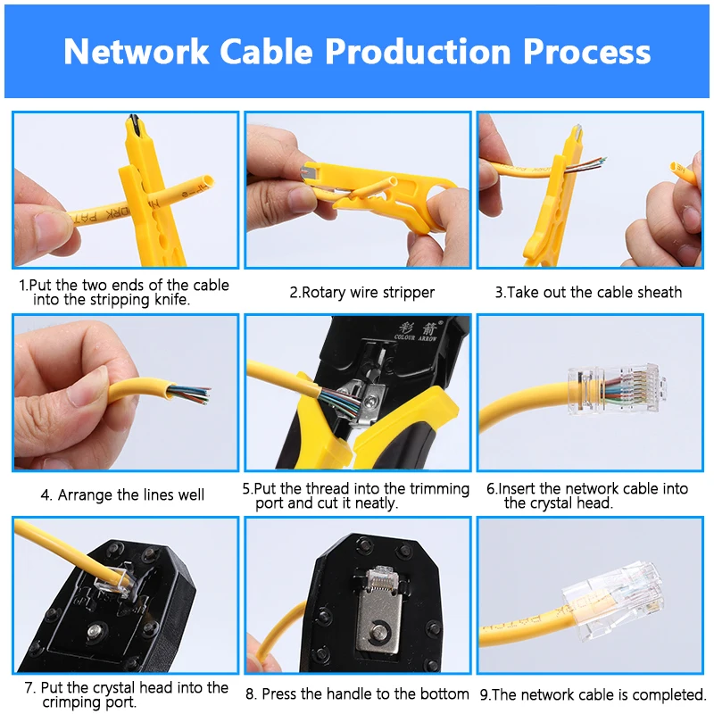 Handskit RJ45 RJ11 RJ12 CAT5 CAT5e набор инструментов для ремонта сети с Utp Кабельный тестер