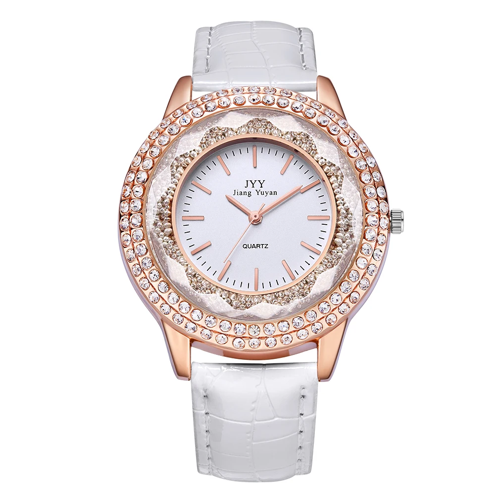 

Splendid Casual Fashion Woman Leather Band Watch Quicksand Rhinestone Quartz Bracelet Dress Wristwatch Clock Ladies Wristwatch