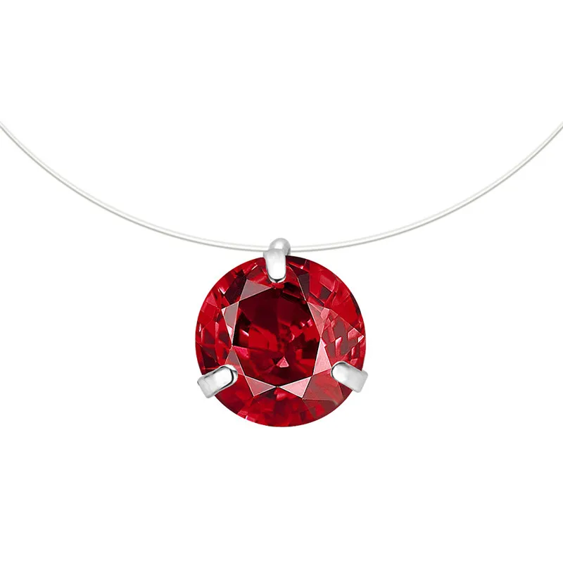 LASPERAL ожерелье женское невидимое Стразы прозрачная леска цепочка Кулон Ожерелье модное украшение, колье Femme - Окраска металла: red