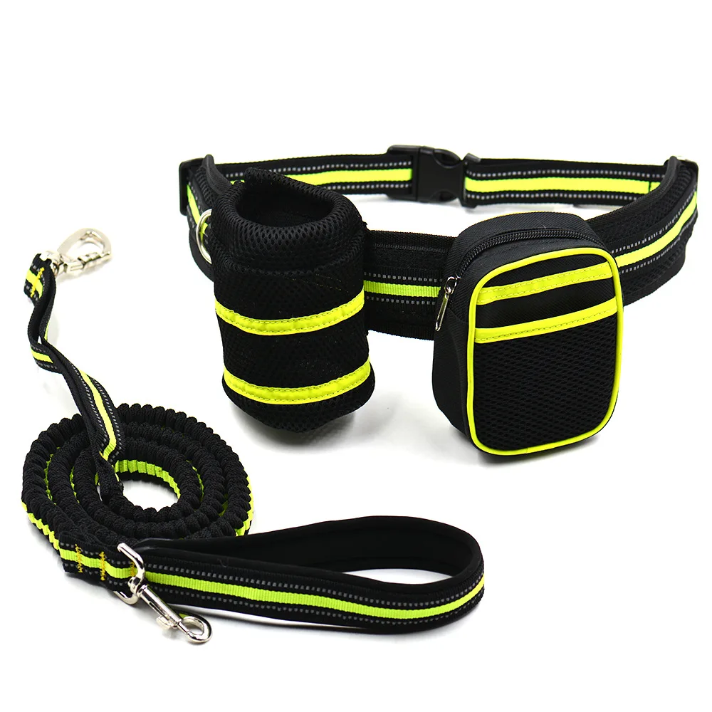 Hands Free Pet Dog Reflective Running Leash Adjustable Elastic Waist