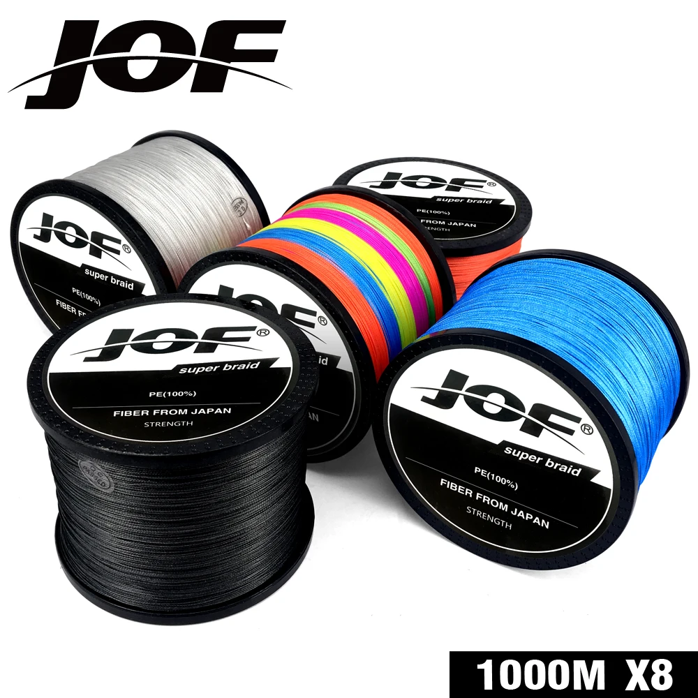 8-жильная рыболовная леска JOF 1000 м из 100% полиэтилена плетеная для ловли карпа 22-88LB