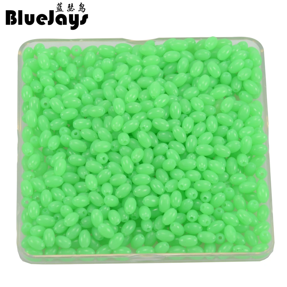 

BlueJays 500pcs Various sizes Hard Luminous Beads Fishing Plastic Lure Luminous Oval Fishing Beads Fishing Beads Fishing Tackle