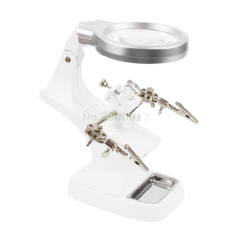 

Rotating Hand Soldering Stand Welding Tool With Magnifying Glass LED Light Alligator Clip Holder Clamp Multifunction