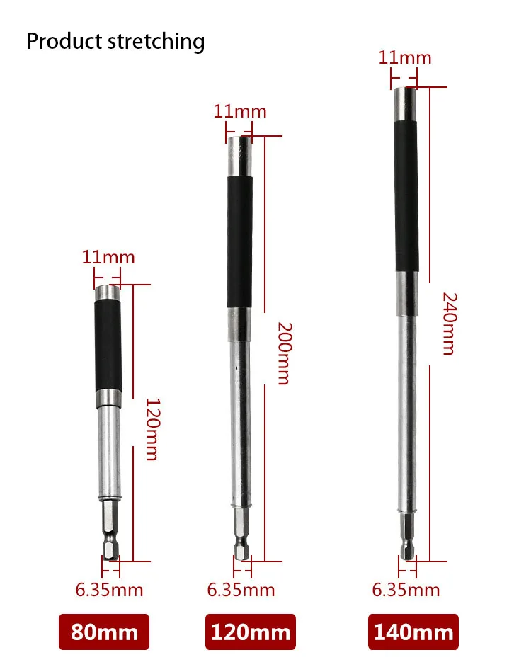 3 шт. 1/" Шестигранным хвостовиком диаметром 80/120/140 мм Quick Release Мультитул наконечник бит Магнитная отвертка Набор бит держатель адаптер головки DT6