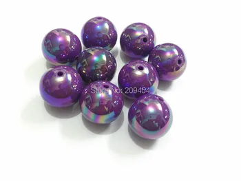 

Wholesale 12mm 500pcs/bag , 20mm 100pcs/bag, Dark Purple AB Effect Solid Beads