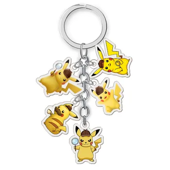 

Cartoon Anime Detective Pikachu Acrylic Pendent Keyring Keychain Jewelry