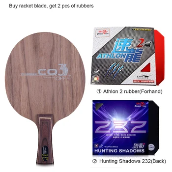 Double fish CQ3 7-PLY Ayous walnut wood dual Carbon fiber offensive professional table tennis racket blade paddle with 2 rubbers