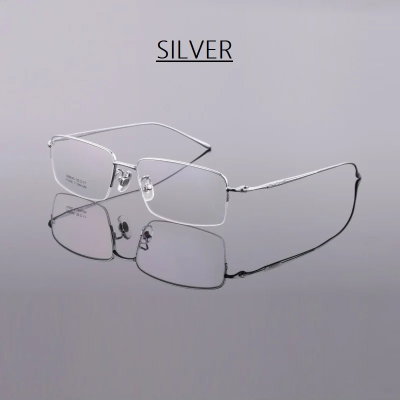 Titanium Big Face Men Glasses Eyewear Ultra light Half Rim Whole Carving Temple Myopia Prescription Readding Glasses Eyewear New - Цвет оправы: SILVER