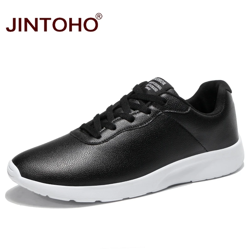 

JINTOHO Big Size Men Casual Leather Shoes Fashion Men Sneakers Men Brand Shoes Black Male Leather Shoes Cheap Male Casual Shoes