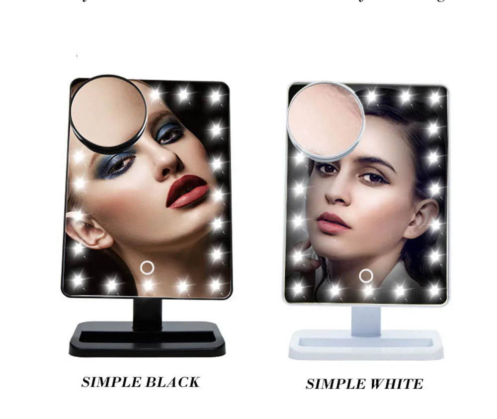 Gustala 20 LEDs 10X Magnifying Adjustable Touch Screen Folding Lighted Makeup Mirrors Luminous