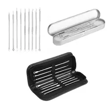 Удаление угрей 9 шт. набор из нержавеющей стали иглы экстрактор Пинцет Комедон прыщей удаление инструмент для очистки l