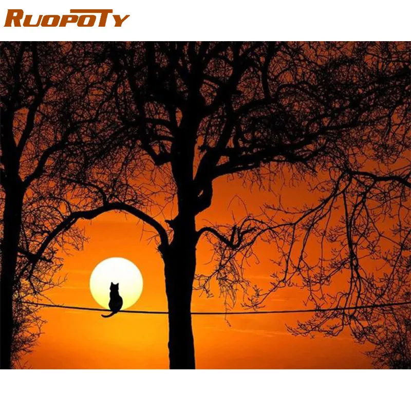 RUOPOTY 60x75 см рамка Diy картина по номерам набор животные бабочка Раскраска по номерам Современная Настенная художественная картина по номерам - Цвет: 1941