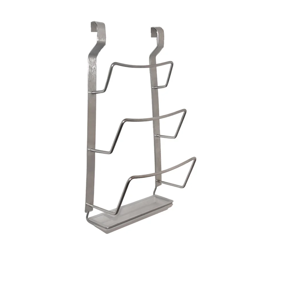  Pot cover holder kitchen wall mounted stainless steel rod with 3 hooks for storage rack multifuncti - 32901299318