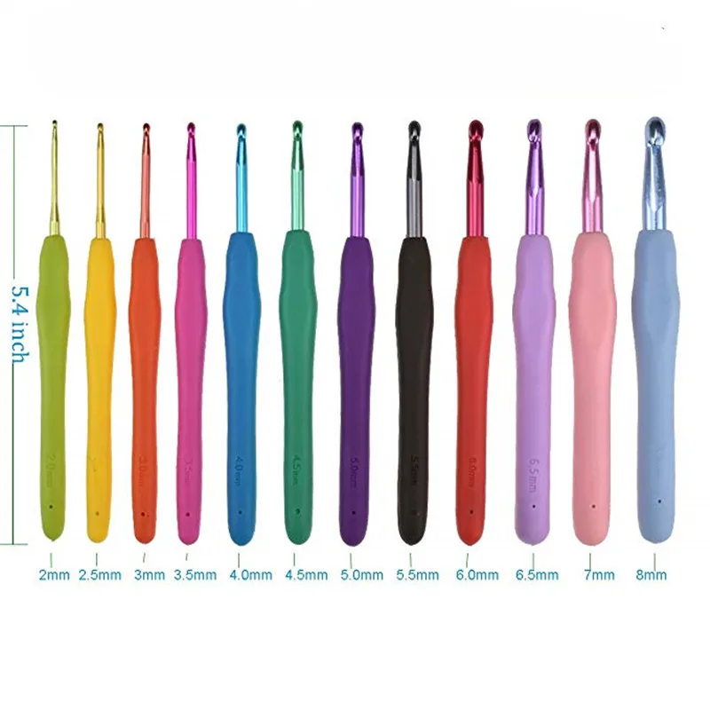 KOKONIT 56 Pack Crochet Kits 12PCS Colorful Crochet Hooks Set Ergonomic Soft Handles Yarn Knitting Needles for Women Mom Gifts (4)