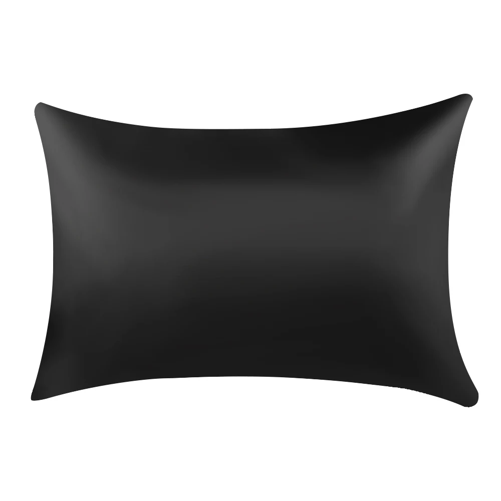 DIDIHOU 1 шт. чистый эмуляционный атласный Шелковый чехол для подушки квадратная Подушка один Чехол сиденье для стула мягкий тутовидный обычный чехол для подушки - Цвет: black