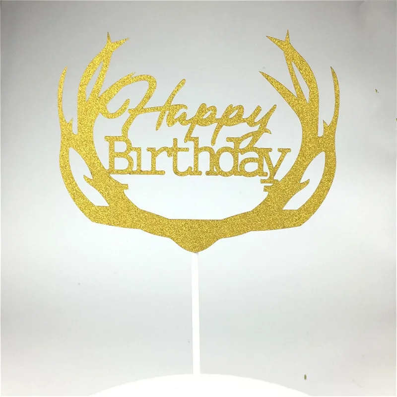 Блестящий для дня рождения торт Топпер Золото Серебро Торт Топ украшение в виде флага для мальчика для малышей, детей и взрослых День рождения Свадебные принадлежности - Цвет: A 10