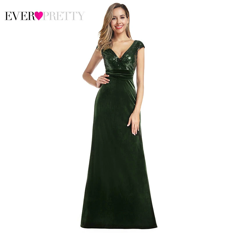 EP00945DG-Dark Green Длинные вечерние платья-русалки Ever Pretty, бордовое платье с V-образным вырезом, без рукавов, EZ07767, лето - Цвет: EP00945DG-Dark Green