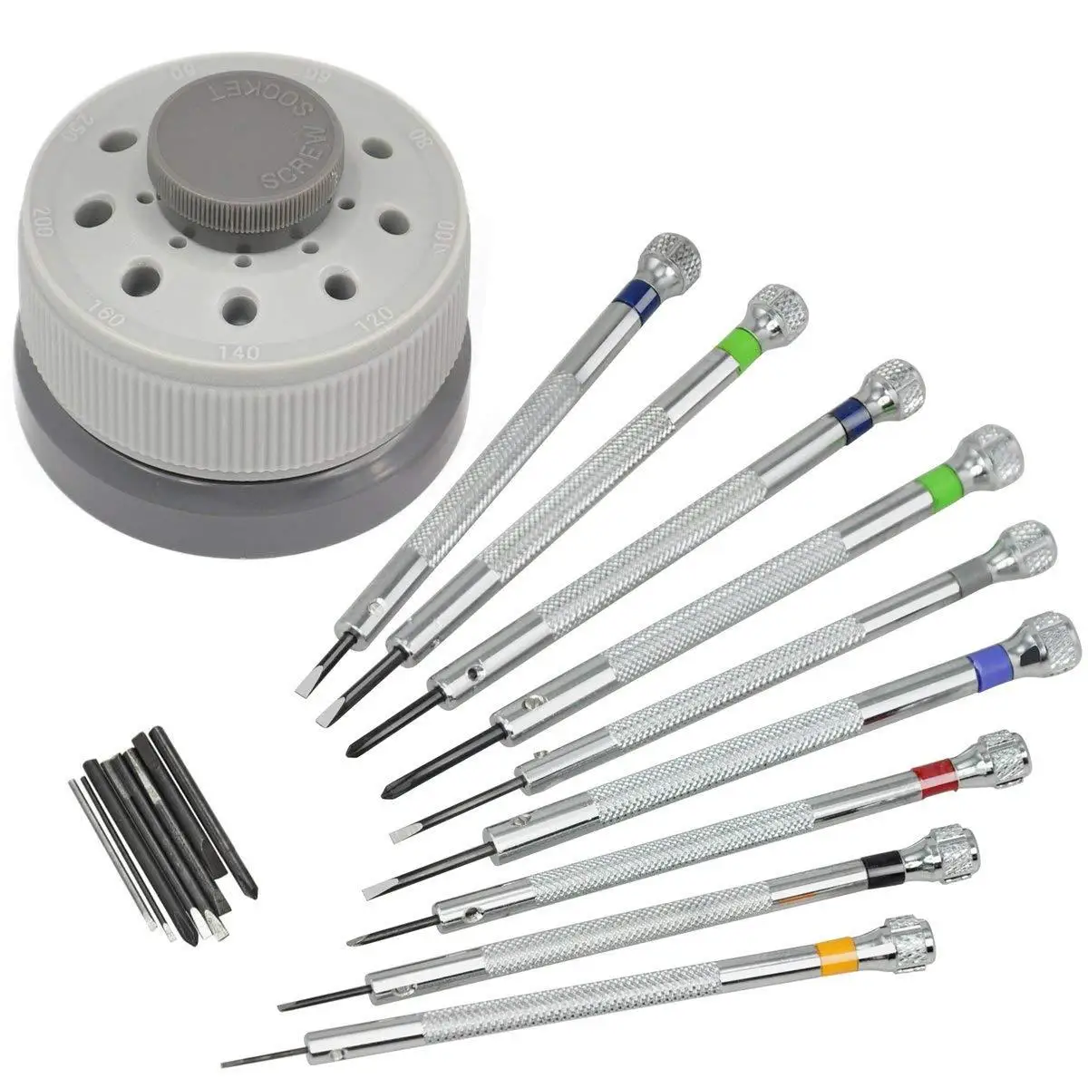 

9 PCS New Style Professional Watch Screwdrivers on Stand Screwdriver Tool/Set With Weighted Swivel Base