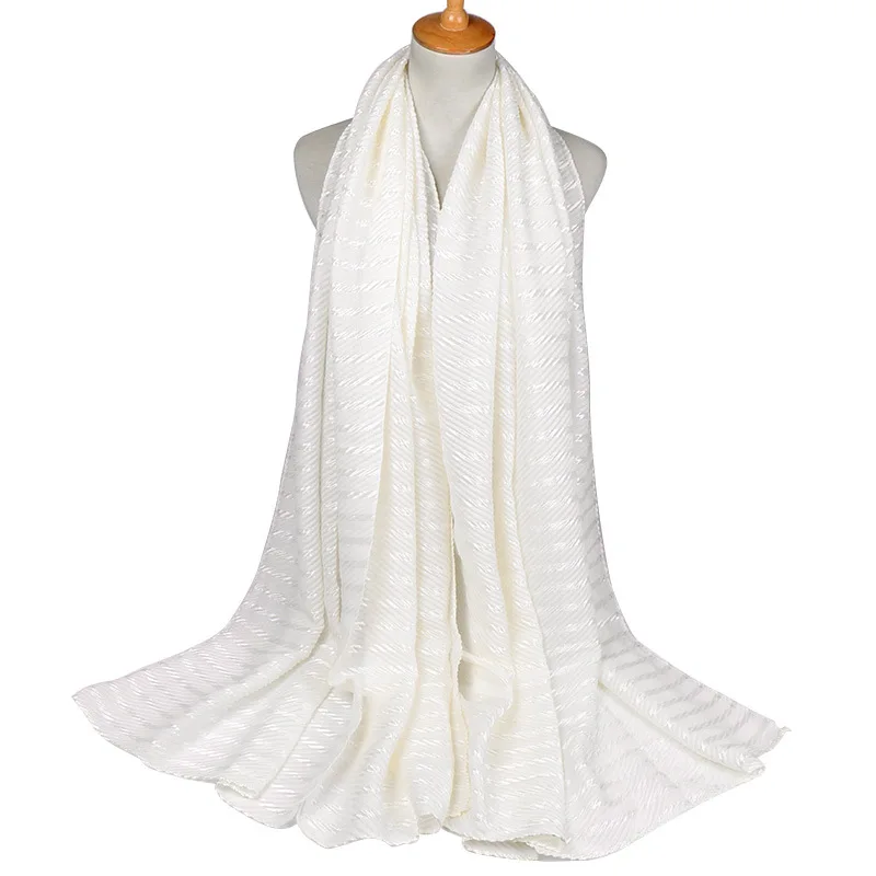 1 шт. Модный хлопковый хиджаб-шарф из морщин, простые плиссированные мусульманские платки, блестящие шарфы платки, обертывания, шарфы турбин 200*90 см