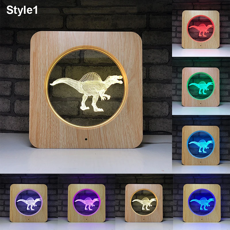

Drop shipping 3D LED Dinosaur Projector Night Light 7 Colors Multicolor RGB Lamps Bedroom Desktop Decoration Lamps for Kids