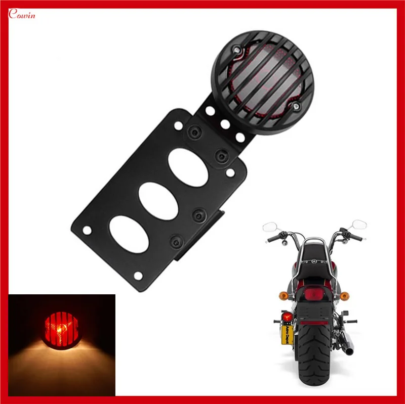 VEHTRKACNTOL Side Mount Motorcycle Brake Light Tail Stop For Harley Chopper Racer Bobber 883 Dyna Cafe Custom Kawasaki |
