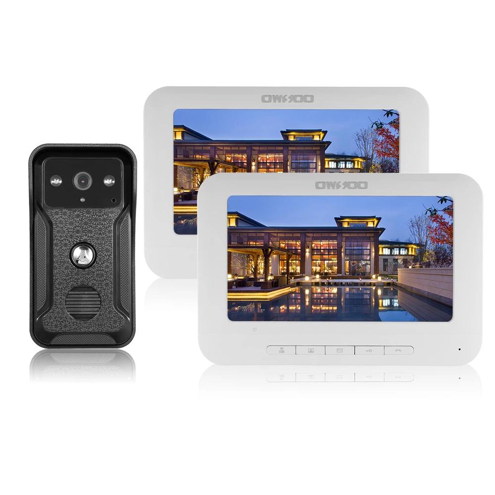 7 inch Video Doorbell Monitor Video Intercom With 1200TVL Weatherproof Outdoor Camera IP65 Door Phone Intercom System