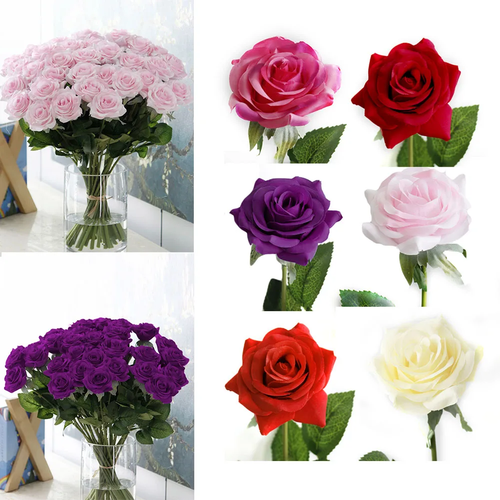 1pc Artificial Rose Single Flower Branch Home Wedding Fake Bridal Silk