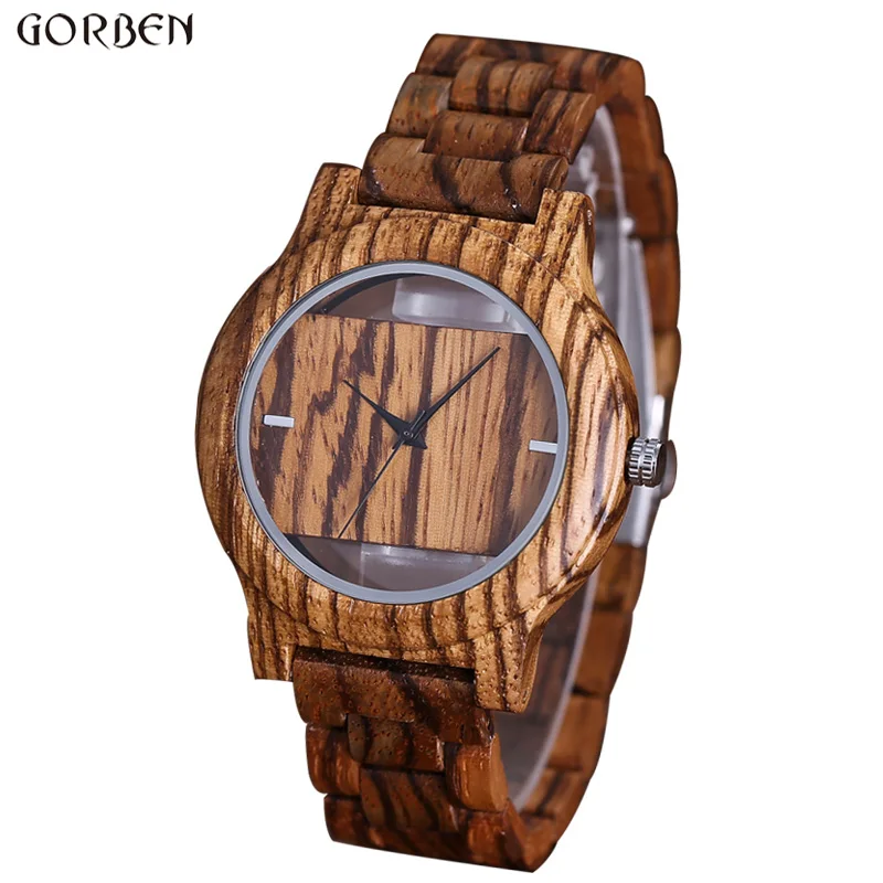 

Fashion Unique Hollow Dial Wood Bracelet Watches Mens 2017 New Cool Men Clock Bamboo Brown Quartz Wristwatch Modern Relogio W071
