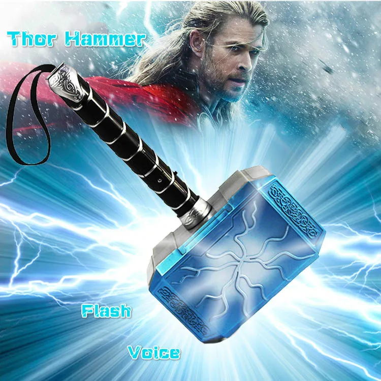 

2019 Hot sell Thor Avengers Alliance Series toy Luminous voice Thor Hammer Halloween Show Props weapons model