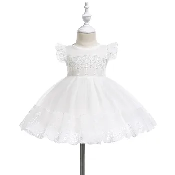 

Princess Dress + Hat 2019 Summer White Party Dress For Girl Baby Clothes Newborns Baby Girl Dress 1st Birthday Christening Dress
