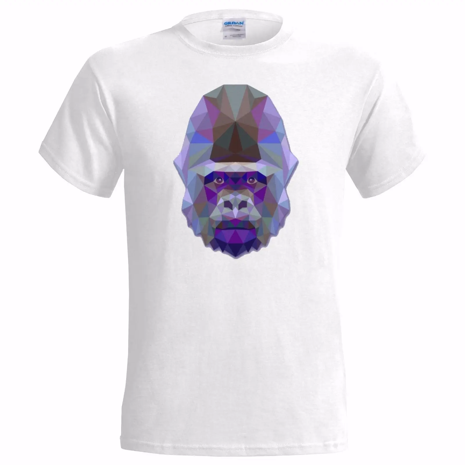 GEOMETRIC GORILLA ART COLOURED DESIGN MENS T SHIRT APE GIFT ANIMAL PRESENT Top Tee 100% Cotton Humor Men Crewneck Shirts Fr | Мужская