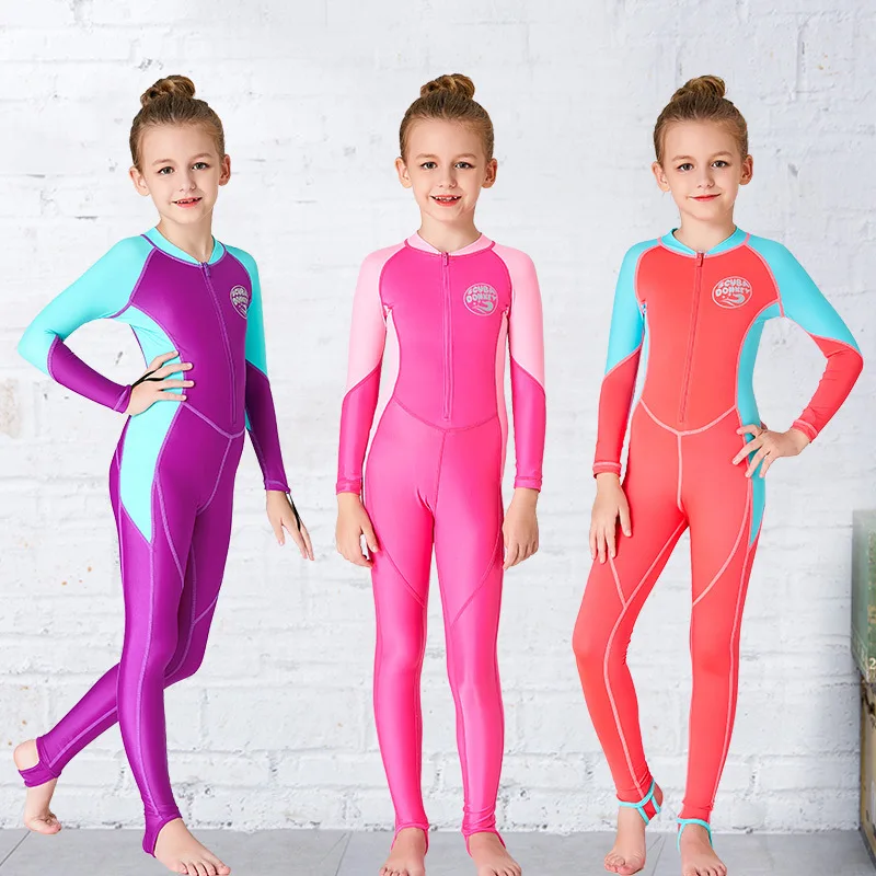 

Kids Lycra Boys Girls Snorkeling Wetsuit Surf Long Sleeve UV Protection For Diving Surfing Swimming Swimwear Swimsuit h4