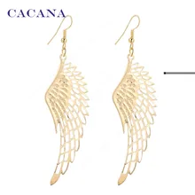 CACANA Earrings Gold Plated Dangle Long Earrings With Top Quality Big Wing For Women Bijouterie Hot Sale No.A27