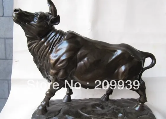 

00771 12"Chinese superb Pure Bronze Ox Bull corrida Statue