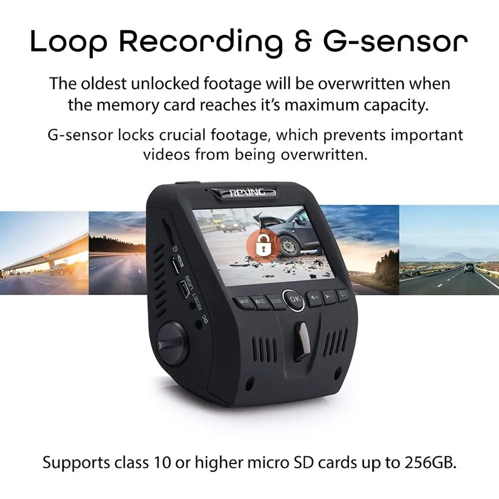  Rexing V1LG Dual Channel Dash Cam FHD 1080p 170° Wide Angle with HD Rear Camera Built-in GPS  G-Sen