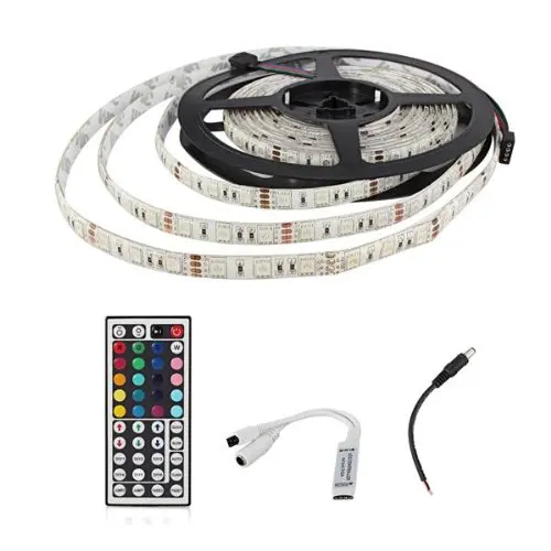 5 м 300 светодиодный SMD 5050 DC12V RGB водонепроницаемая светодиодная лента+ мини-пульт дистанционного управления