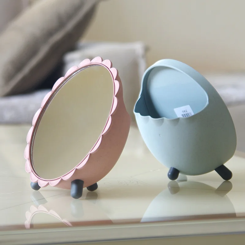 

Multifunctional Storage Mirror Jewelry Box Container Case Organizer Round Table Makeup Mirrors Cosmetic Folding pocket