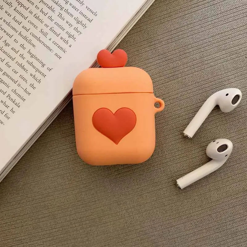 Чехол Love Heart Patternn для AirPods Bluetooth беспроводные наушники чехол для Apple Airpods зарядная коробка силиконовый защитный чехол - Цвет: OLNYLO-4