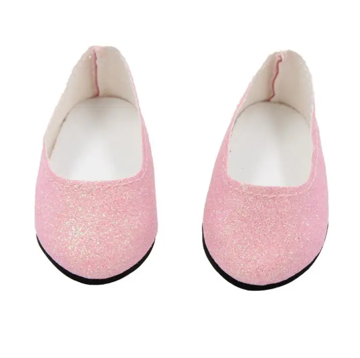 Красивые 18 дюймов Кукла девочка Блестки туфли из настоящей кожи 43 см для ухода за ребенком для мам кукла мини-обувь для детей лучший подарок - Цвет: Pink 2